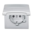 BUSCH-JAEGER - SCHUKO-Einsatz Safety+ mit Klappdeckel/Beschriftung alusilber Allwetter 44(IP44)