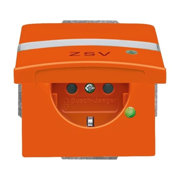 BUSCH-JAEGER - SCHUKO-Einsatz Safety+ ZSV mit Klappdeckel/Kontrolllicht orange - Allwetter 44