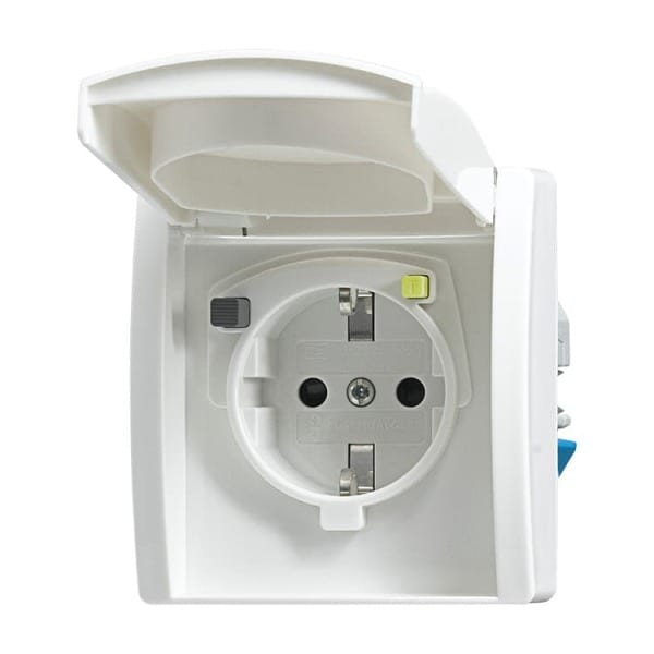 BUSCH-JAEGER - FI-Schukomat 30 mA SCHUKO Steckdose alpinweiß - Allwetter 44 (IP44)