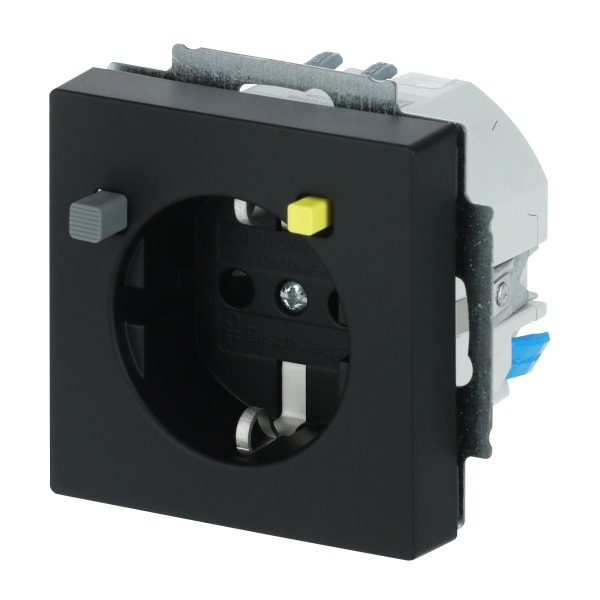 BUSCH-JAEGER - FI-Schukomat 30 mA SCHUKO Steckdosen-Einsatz Safety+ schwarz matt - Plattform 63