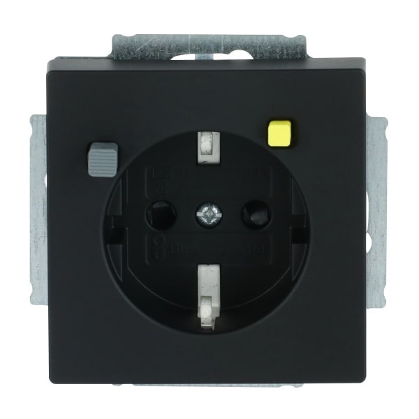 BUSCH-JAEGER - FI-Schukomat 30 mA SCHUKO Steckdosen-Einsatz Safety+ schwarz matt - Plattform 63
