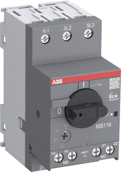 ABB - MS Motorschutzschalter mit frontseitigem Hilfsschalter 1S+1Ö 16A