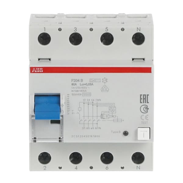 ABB - Fehlerstrom-Schutzeinrichtung 4-polig Typ B 80A Bemessfehlerstrom 30mA N links