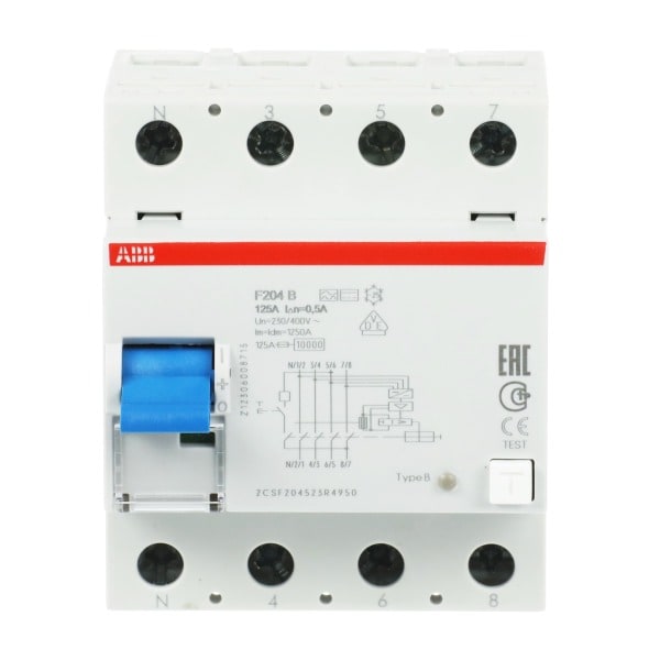 ABB - Fehlerstrom-Schutzeinrichtung 4-polig Typ B 125A Bemessfehlerstrom 500mA N links