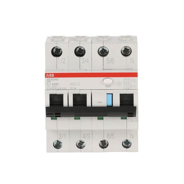 ABB - FI/LS Typ A 3+N-polig Charakteristik C Bemessungsstrom 6A 30mA 6kA