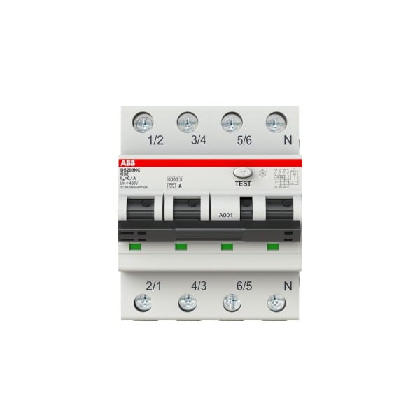 ABB - FI/LS Typ A 3+N-polig Charakteristik C Bemessungsstrom 32A 100mA 6kA