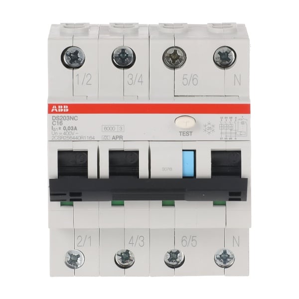 ABB - FI/LS Typ A 3+N-polig kurzzeitverzögert AP-R Charakteristik C 16A 30mA 6kA
