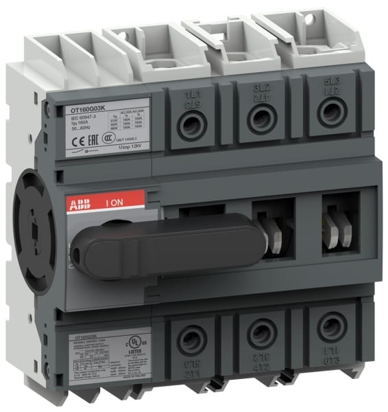 ABB - OT160G03K Lasttrennschalter 3-polig 160A m. schwarzem Knebelgriff