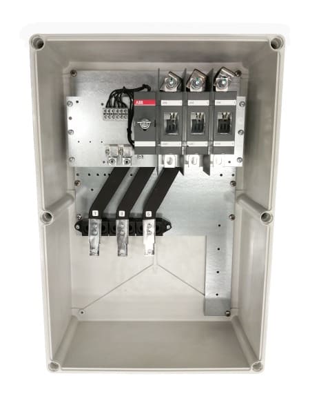 ABB - Sicherheitsschalter Kunststoffgeh. 3P 132kW 400V Griff rot-gelb IP65 unten