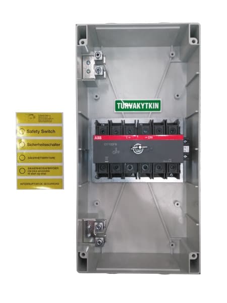 ABB - Sicherheitsschalter Kunststoffgeh. 6P 37kW 400V Griff schwarz IP65 oben/unten