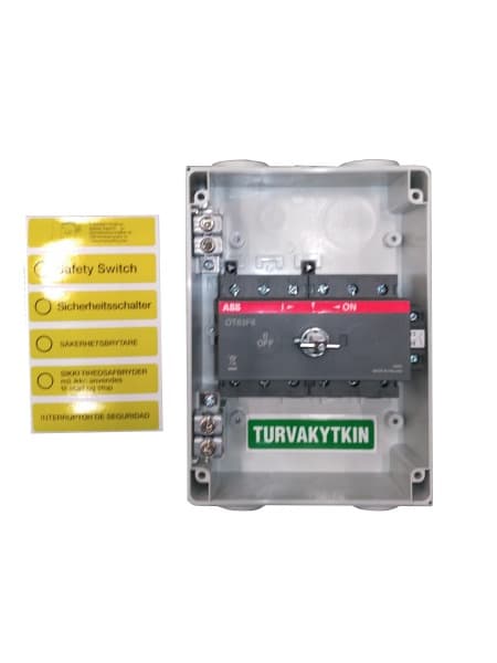 ABB - Sicherheitsschalter Kunststoffgeh. 6P 15kW 400V Griff schwarz IP65 oben/unten