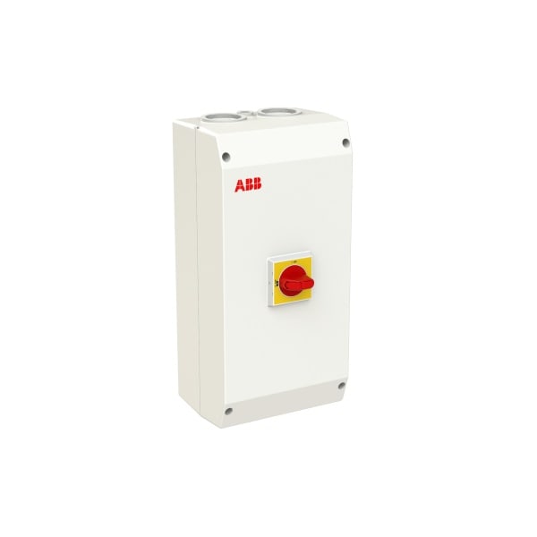 ABB - EMV-Sicherheitsschalter Kunststoffgeh. 3P 45kW 400V Griff rot-gelb IP65 oben/unt
