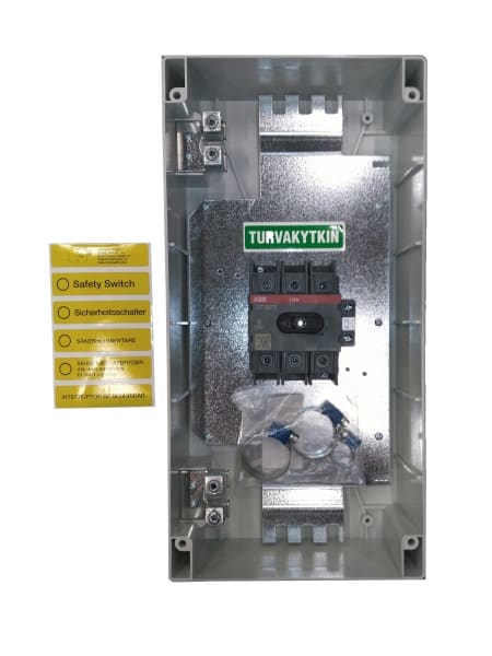 ABB - EMV-Sicherheitsschalter Kunststoffgeh. 3P 45kW 400V Griff rot-gelb IP65 oben/unt