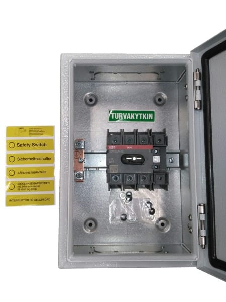 ABB - Sicherheitsschalter Stahlblechgeh. 4P 37kW 400V Griff schwarz IP65 oben/unten