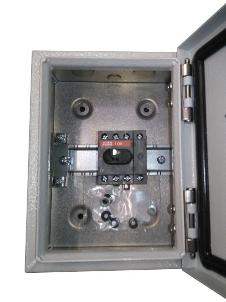 ABB - Lasttrennschalter Stahlblechgehäuse 3P 25A 690V Griff schwarz IP65 oben/unten