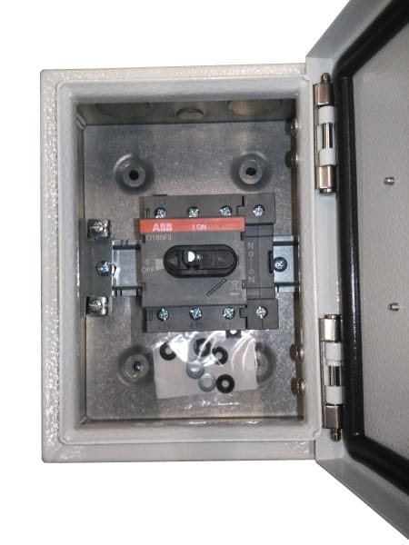 ABB - Lasttrennschalter Stahlblechgehäuse 3P 80A 690V Griff schwarz IP65 oben/unten