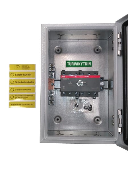 ABB - Sicherheitsschalter Stahlblechgeh. 6P 22kW 400V Griff schwarz IP65 oben/unten