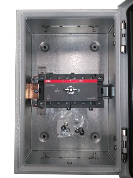 ABB - Lasttrennschalter Stahlblechgehäuse 6P 63A 690V Griff schwarz IP65 oben/unten