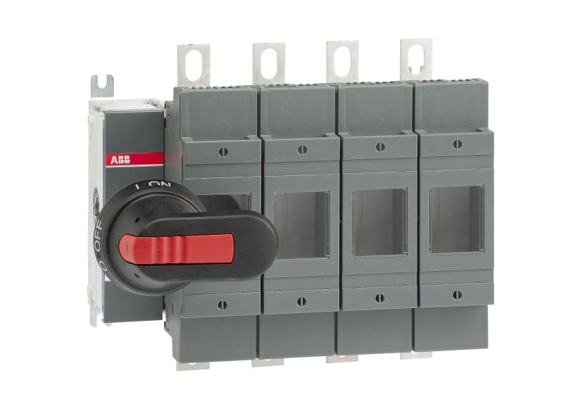 ABB - Sicherungslasttrennschalter 4P 200A m.Griff u.Welle UL gesichert gesch. Neutral.
