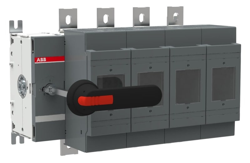 ABB - Sicherungslasttrennschalter 4P 600A m.Griff u.Welle UL gesichert gesch. Neutral.