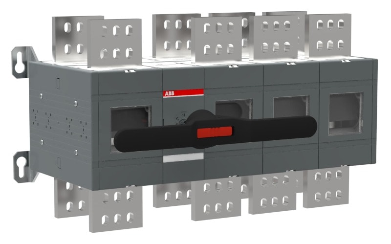 ABB - Lastumschalter 4-polig 2500 A, mit Griff und Welle offene Umschaltung I-0-II