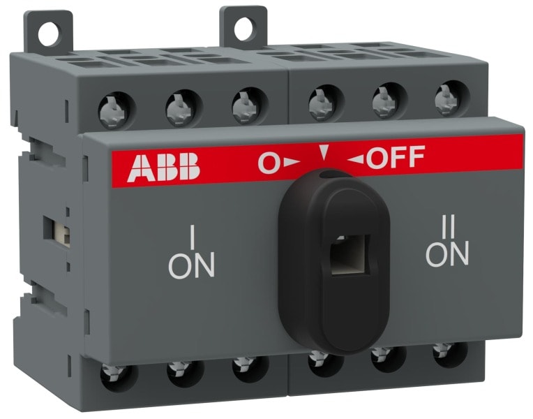 ABB - Lastumschalter 3-polig 25 A, mit schwarzem Knebelgriff I-0-II