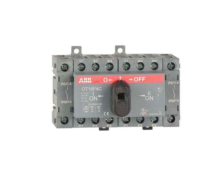 ABB - Lastumschalter 4-polig 16A mit schwarzem Knebelgriff I-0-II