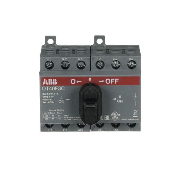 ABB - Lastumschalter 3-polig 40 A, mit schwarzem Knebelgriff I-0-II