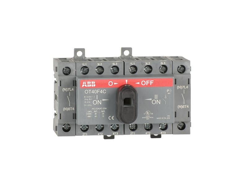 ABB - Lastumschalter 4-polig 40 A, mit schwarzem Knebelgriff I-0-II