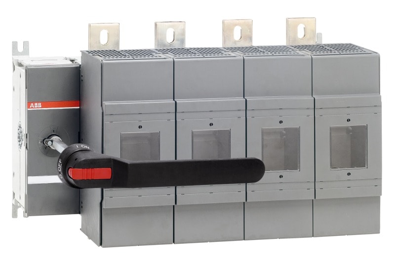 ABB - Sicherungslasttrennschalter 4P 1250A m.Griff u.Welle ungesich. Neutrall. rechts