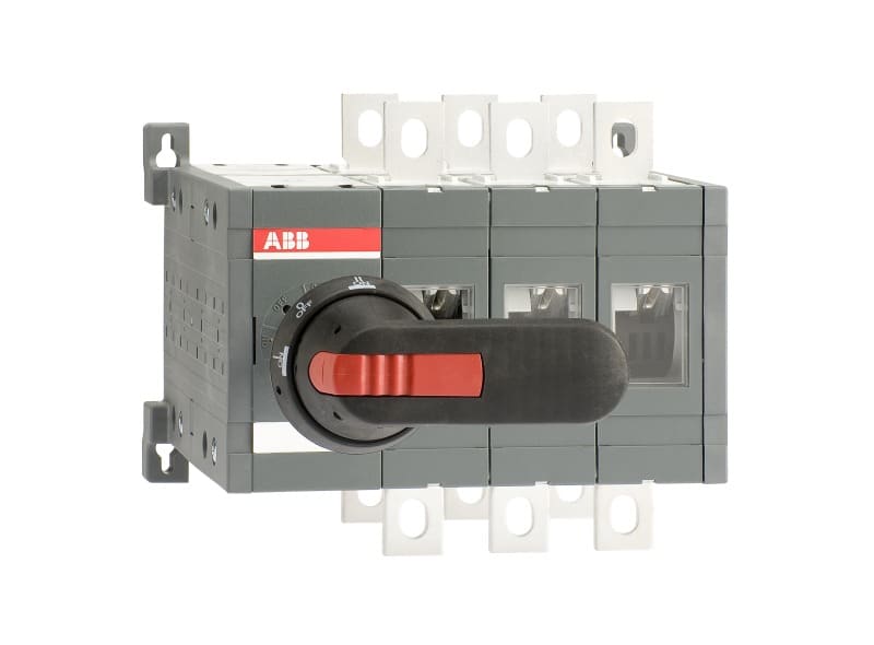ABB - Lastumschalter 3-polig 400 A, mit Griff und Welle schnelle Umschaltung I-0-II