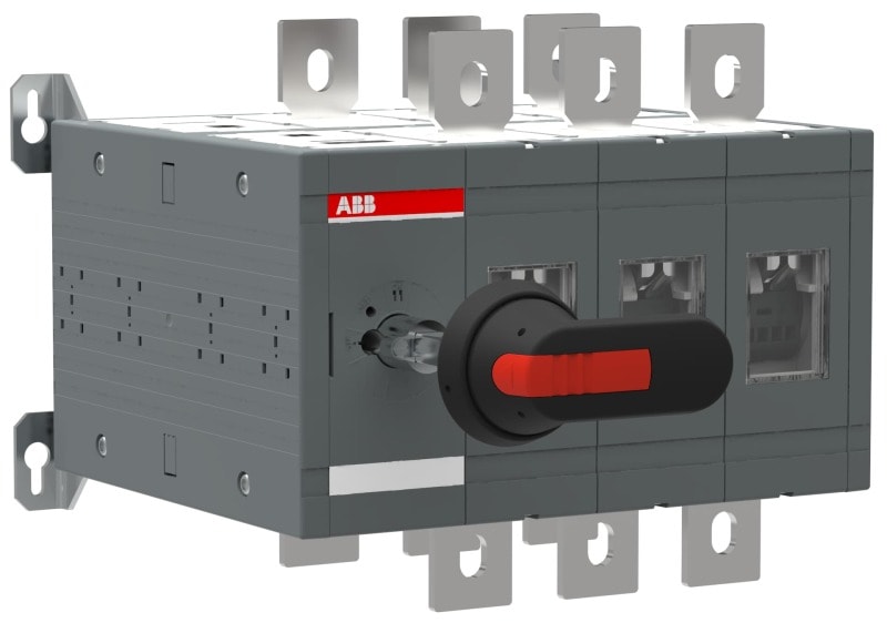 ABB - Lastumschalter 3-polig 800 A, mit Griff und Welle schnelle Umschaltung I-0-II
