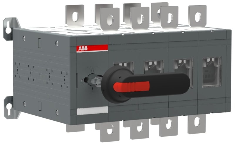 ABB - Lastumschalter 4-polig 630 A, mit Griff und Welle offene Umschaltung I-0-II