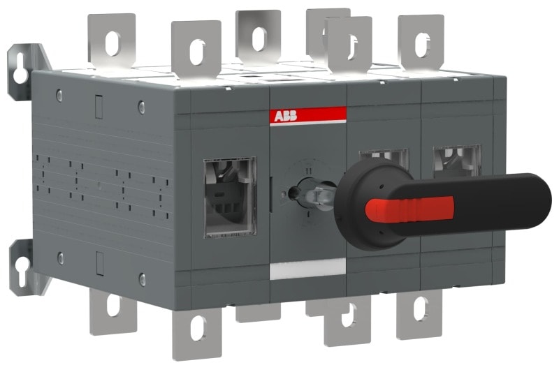 ABB - Lastumschalter 3-polig 800 A, mit Griff und Welle offene Umschaltung I-0-II