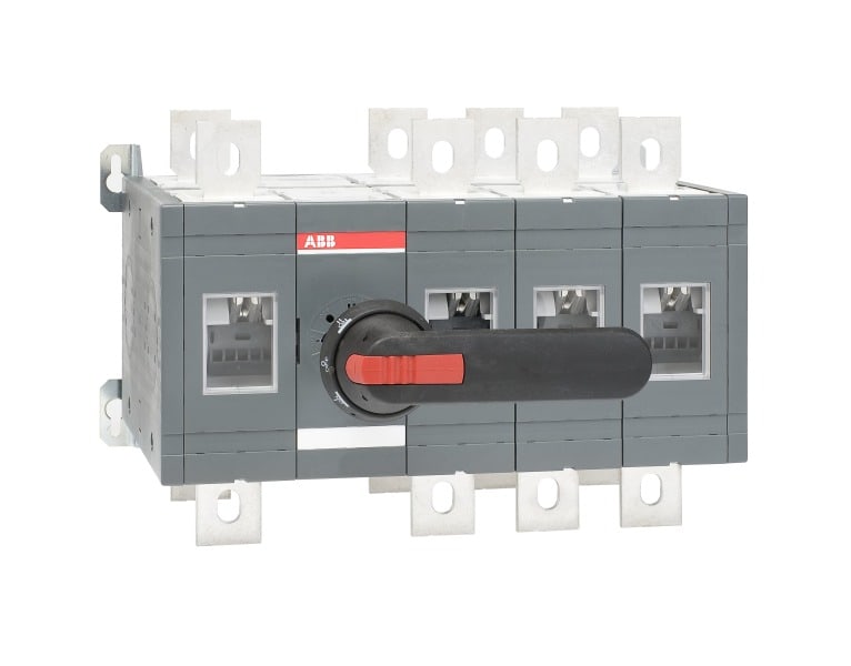 ABB - Lastumschalter 4-polig 630 A, w. handle a. shaft schnelle Umschaltung I-0-II
