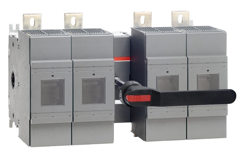 ABB - Sicherungslasttrennschalter 4P 1250A m.Griff u.Welle ungesich. Neutrall. rechts