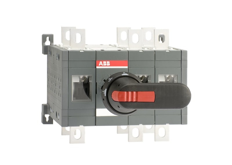 ABB - Lastumschalter 3-polig 400 A, mit Griff und Welle schnelle Umschaltung I-0-II