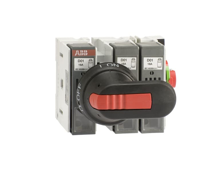 ABB - Sicherungslasttrennschalter 3P 25A o.Griff u.Welle seitliche Betätigung NFC-Typ