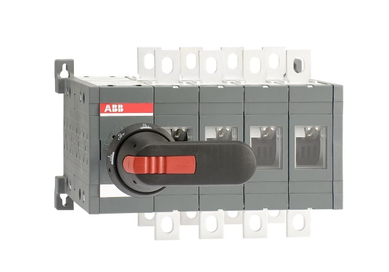 ABB - Lastumschalter 4-polig 315 A, mit Griff und Welle schnelle Umschaltung I-0-II