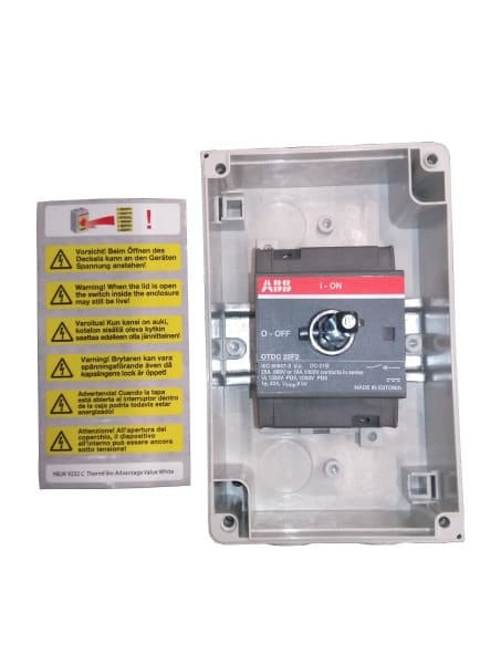 ABB - DC-Lasttrennschalter 2P 25A mit rot gelbem Griff 660V DC Kunstoffgehäuse IP65