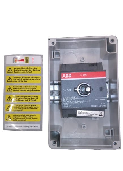 ABB - DC-Lasttrennschalter 3P 25A mit rot gelbem Griff 1000V DC Kunstoffgehäuse IP65