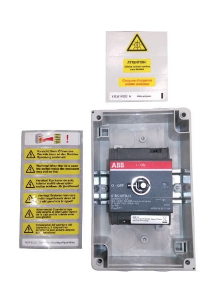 ABB - DC-Lasttrennschalter 3P 16A mit schwarzem Griff 1000V DC Kunstoffgehäuse IP65