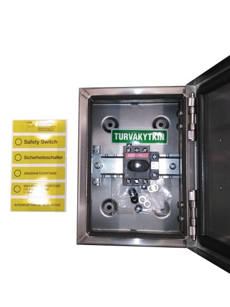 ABB - Sicherheitsschalter Edelstahlgeh. 3P 7,5kW 400V Griff schwarz IP65 oben/unten