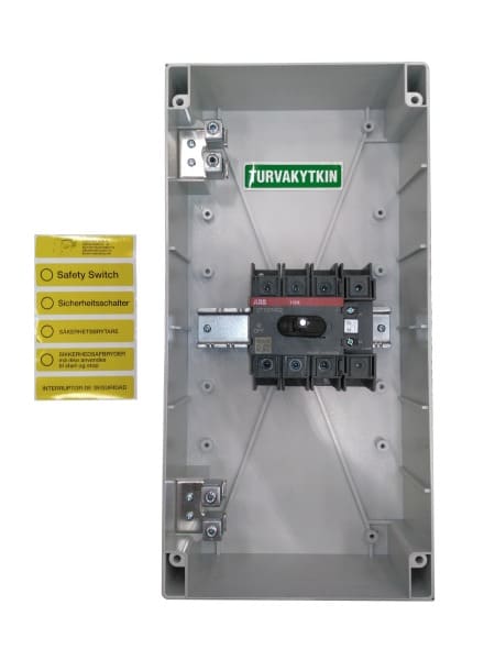 ABB - Sicherheitsschalter Kunststoffgeh. 4P 37kW 400V Griff rot-gelb IP65 oben/unten