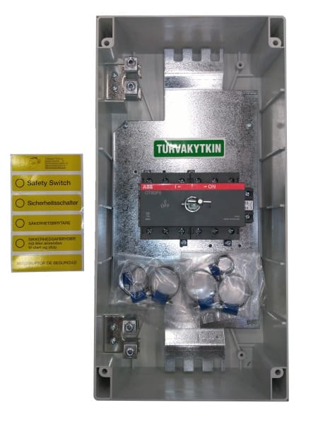 ABB - EMV-Sicherheitsschalter Kunststoffgeh. 6P 22kW 400V Griff schwarz IP65 oben/unt