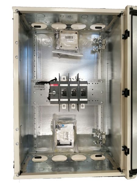 ABB - EMV-Sicherheitsschalter Stahlblechgeh. 3P 132kW 400V Griff schwarz IP65 oben/unt