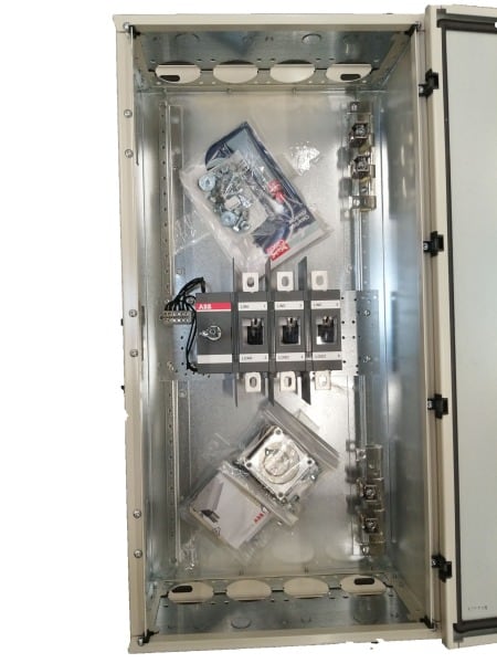 ABB - EMV-Sicherheitsschalter Stahlblechgeh. 3P 220kW 400V Griff schwarz IP65 oben/unt