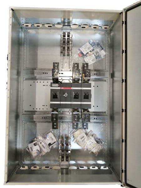 ABB - EMV-Sicherheitsschalter Stahlblechgeh. 3P 560kW 400V Griff schwarz IP65 oben/unt