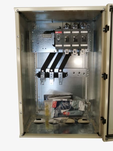 ABB - EMV-Sicherheitsschalter Stahlblechgeh. 3P 110kW 400V Griff schwarz IP54 unten