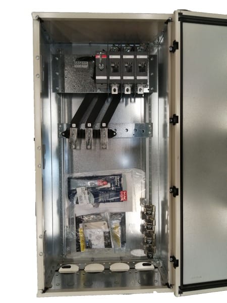 ABB - EMV-Sicherheitsschalter Stahlblechgeh. 3P 132kW 400V Griff schwarz IP54 unten